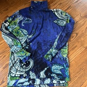 Pashma silk wool cashmere turtleneck paisley sweater